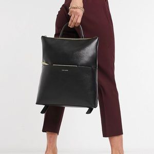 Ted Baker Black Leather Portfolio backpack. Like New. Kept in original dust bag!